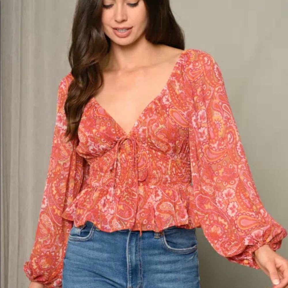 #16 Paisley Print top - Picture 3 of 4